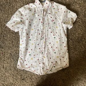 Fall Pattern Short Sleeve Button Up